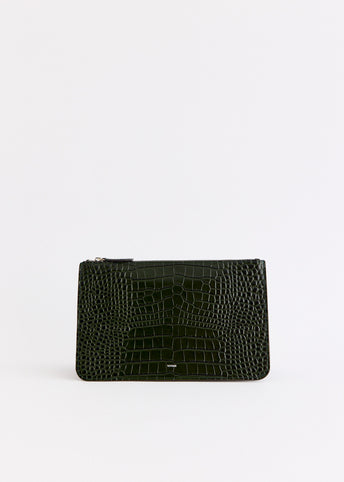 Threefold Croco-Embossed Clutch
