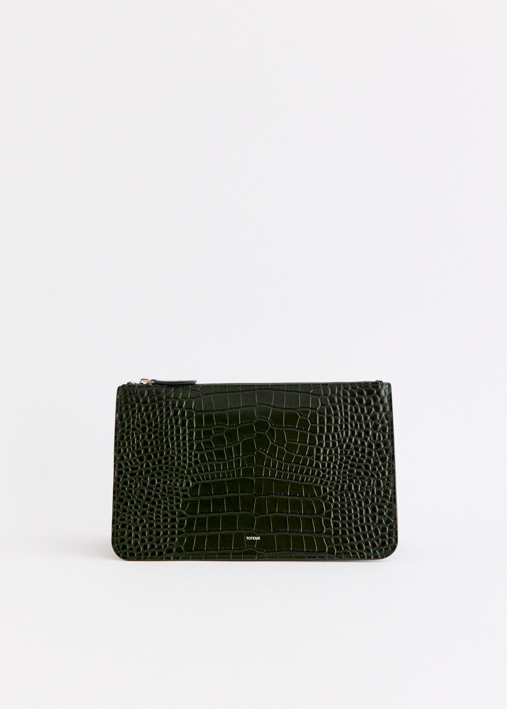 Threefold Croco-Embossed Clutch