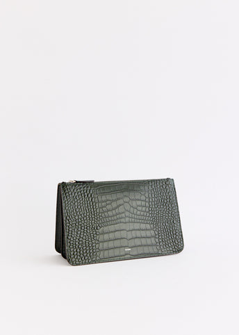 Threefold Croco-Embossed Clutch
