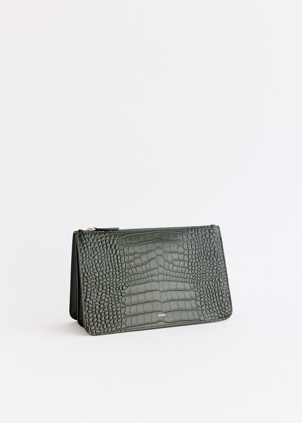 Threefold Croco-Embossed Clutch