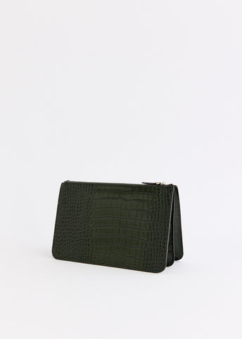 Threefold Croco-Embossed Clutch