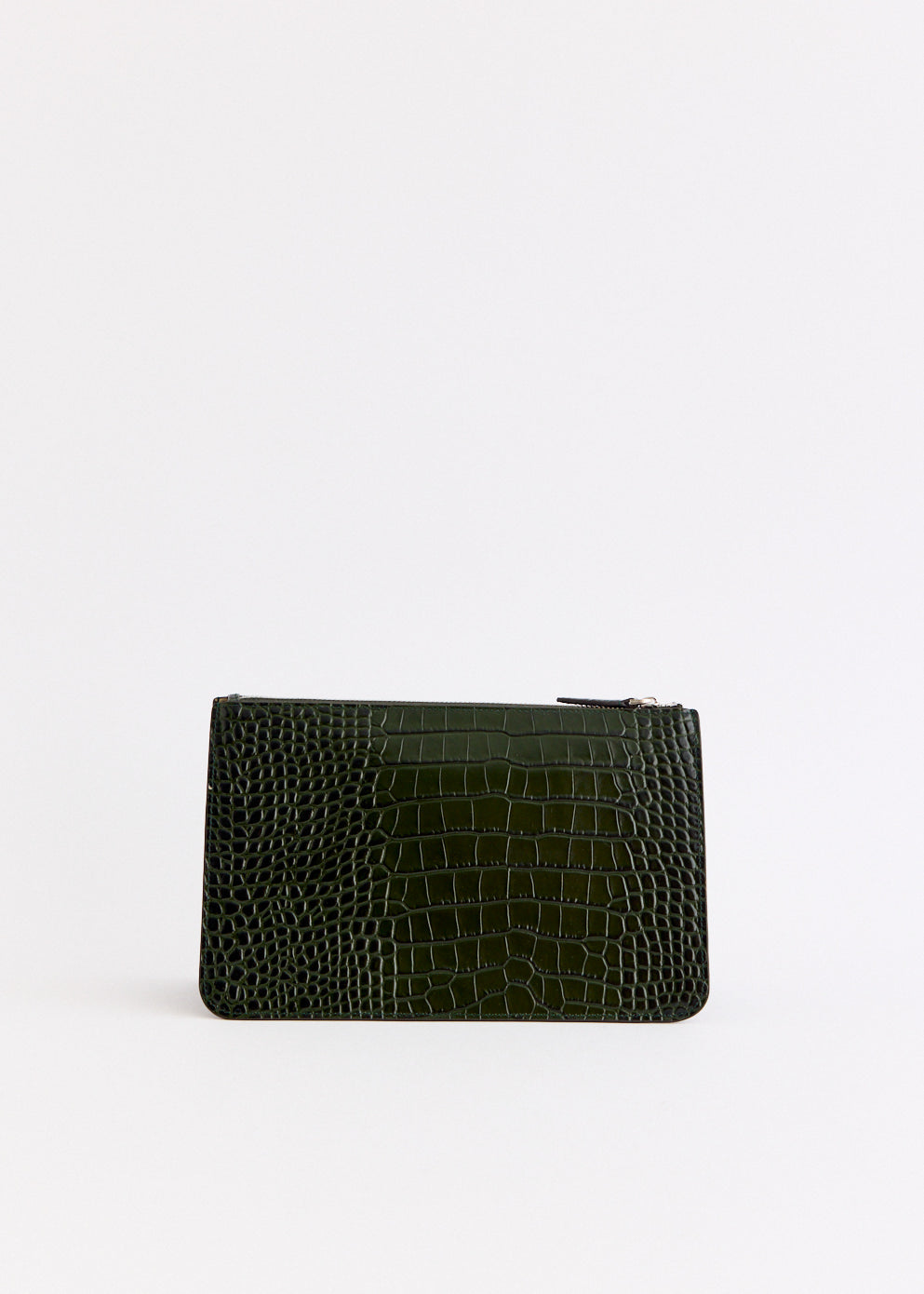 Threefold Croco-Embossed Clutch