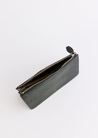 Threefold Croco-Embossed Clutch
