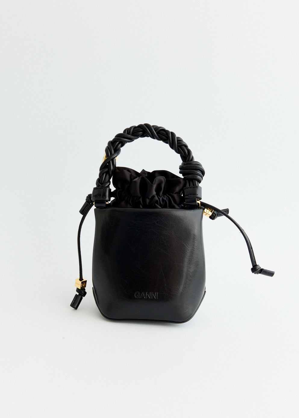 トートバッグ Ganni Ganni Bou Bucket Mini Crinkle Oleatex (A6509 099) GANNI Mini Bou Bucket Bag | Orange | FARFETCH