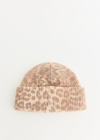 Graphic Wool Mix Printed Leopard Beanie