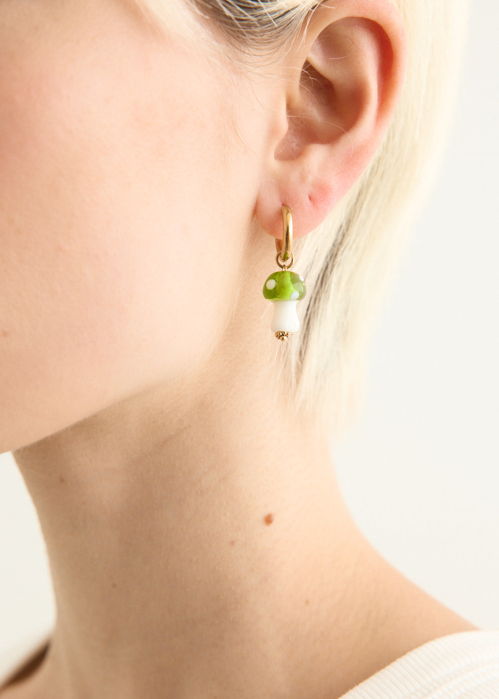 Hoop and Glass Mushroom Earrings