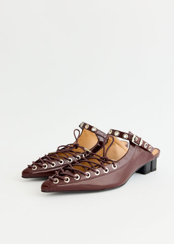Oleatex Eyelets Lace Up Mules