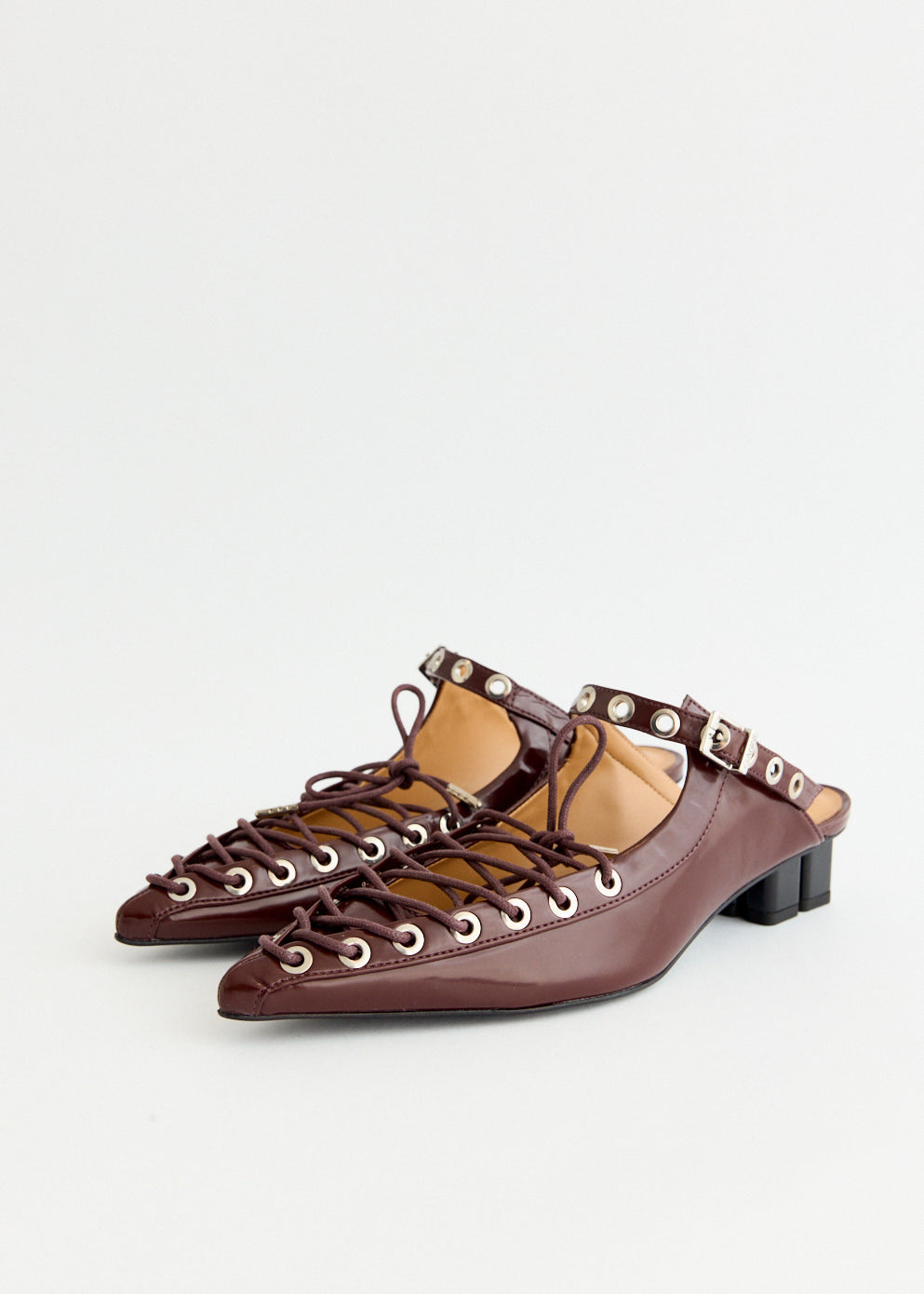Oleatex Eyelets Lace Up Mules