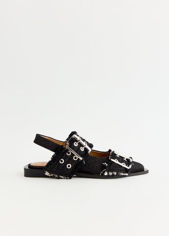 Denim Feminine Buckle Ballerinas