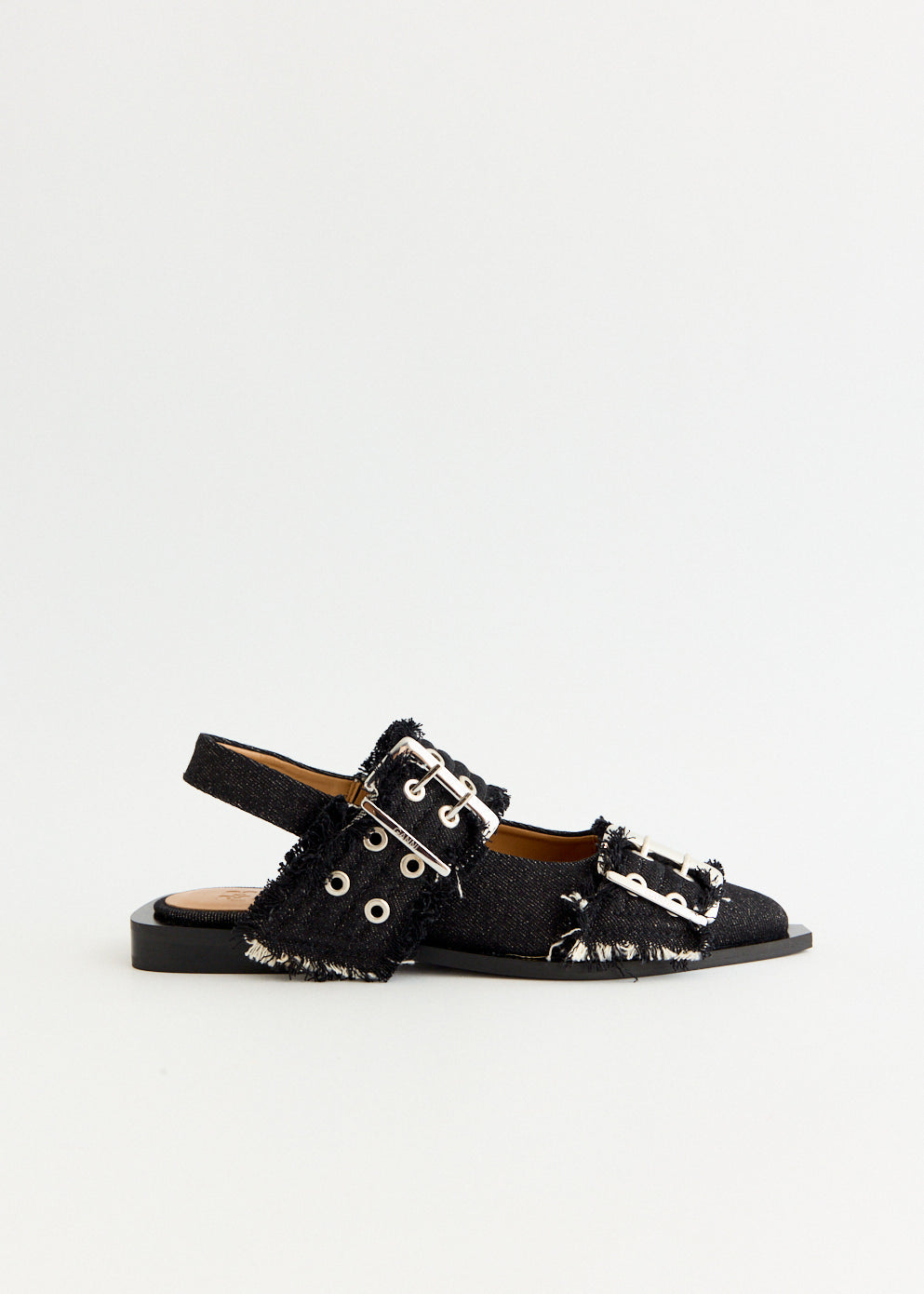 Denim Feminine Buckle Ballerinas