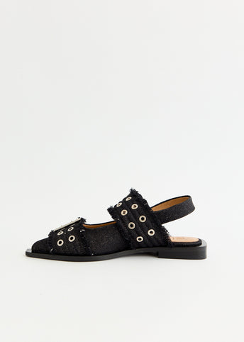 Denim Feminine Buckle Ballerinas