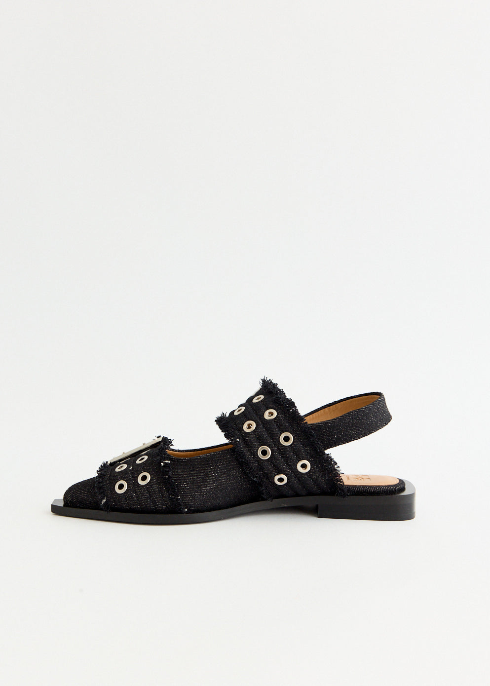 Denim Feminine Buckle Ballerinas