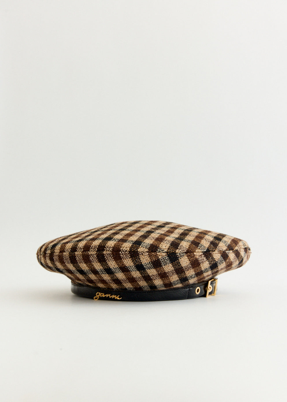 Checked Wool Mix Beret