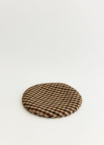 Checked Wool Mix Beret