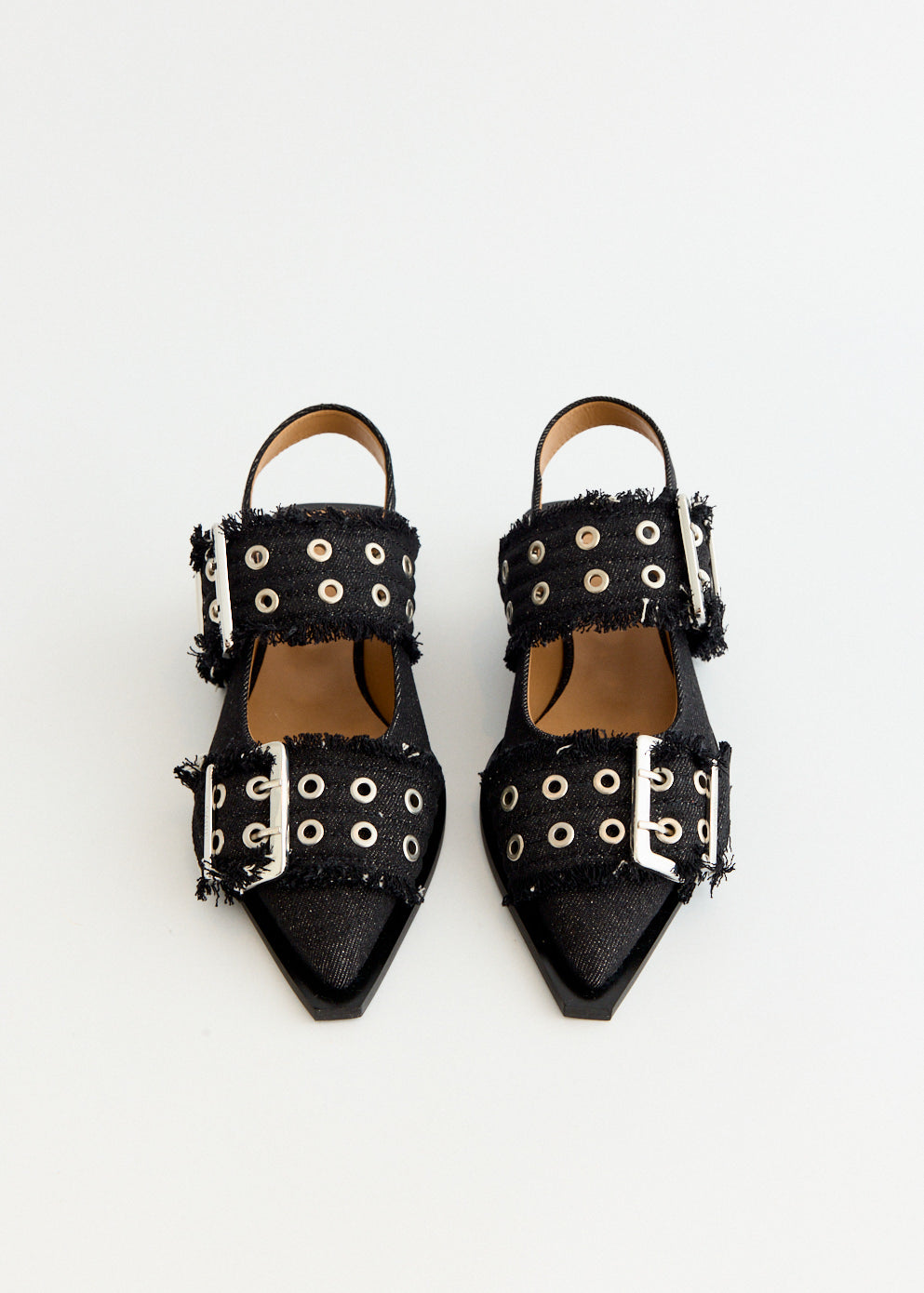 Denim Feminine Buckle Ballerinas