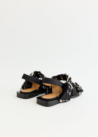 Denim Feminine Buckle Ballerinas