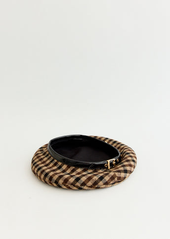 Checked Wool Mix Beret