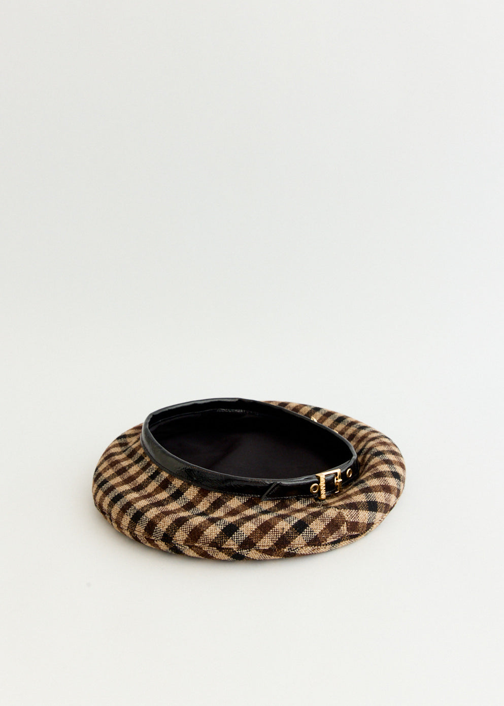 Checked Wool Mix Beret