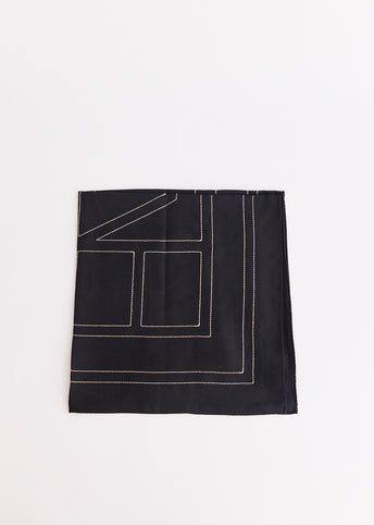 Embroidered Monogram Silk Scarf