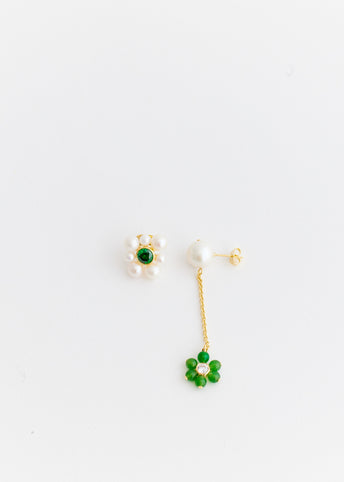 Earrings With Freshwater Pearls And Jade Beads