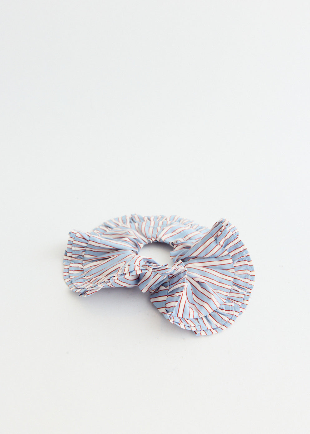 Yarn Dyed Stripe Frill Scrunchie