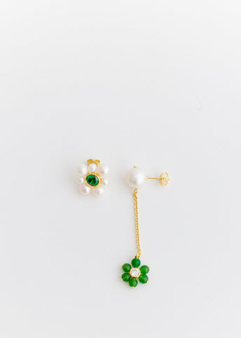 Earrings With Freshwater Pearls And Jade Beads