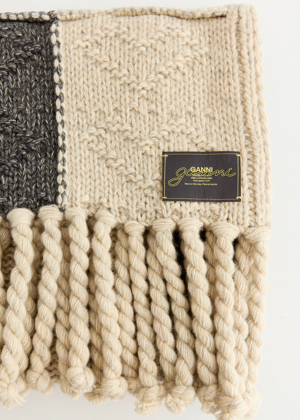 Wool Cotton Mix Knit Scarf