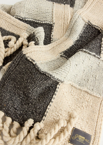 Wool Cotton Mix Knit Scarf