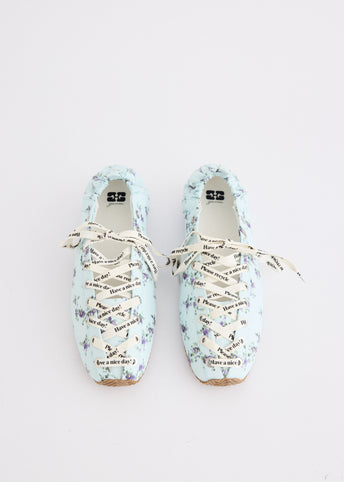 Lace Up Sporty Ballerina Nylon Printed