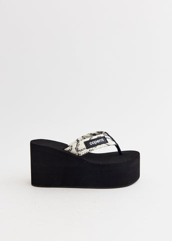 Snake Print Branded Wedge Sandals