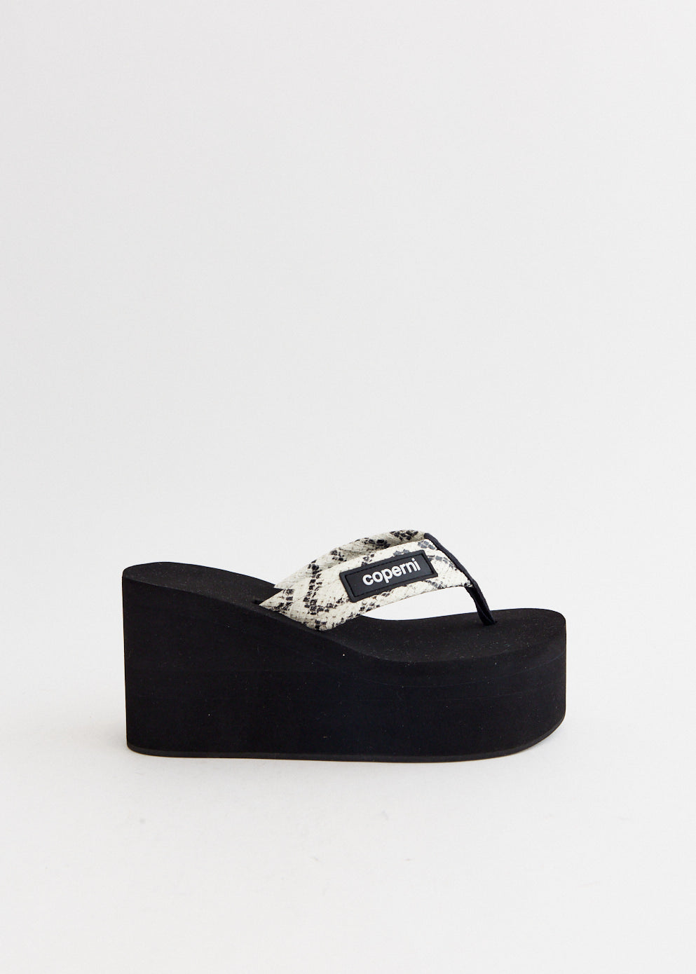 Snake Print Branded Wedge Sandals
