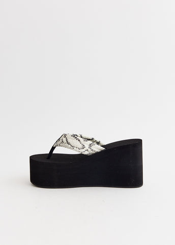 Snake Print Branded Wedge Sandals