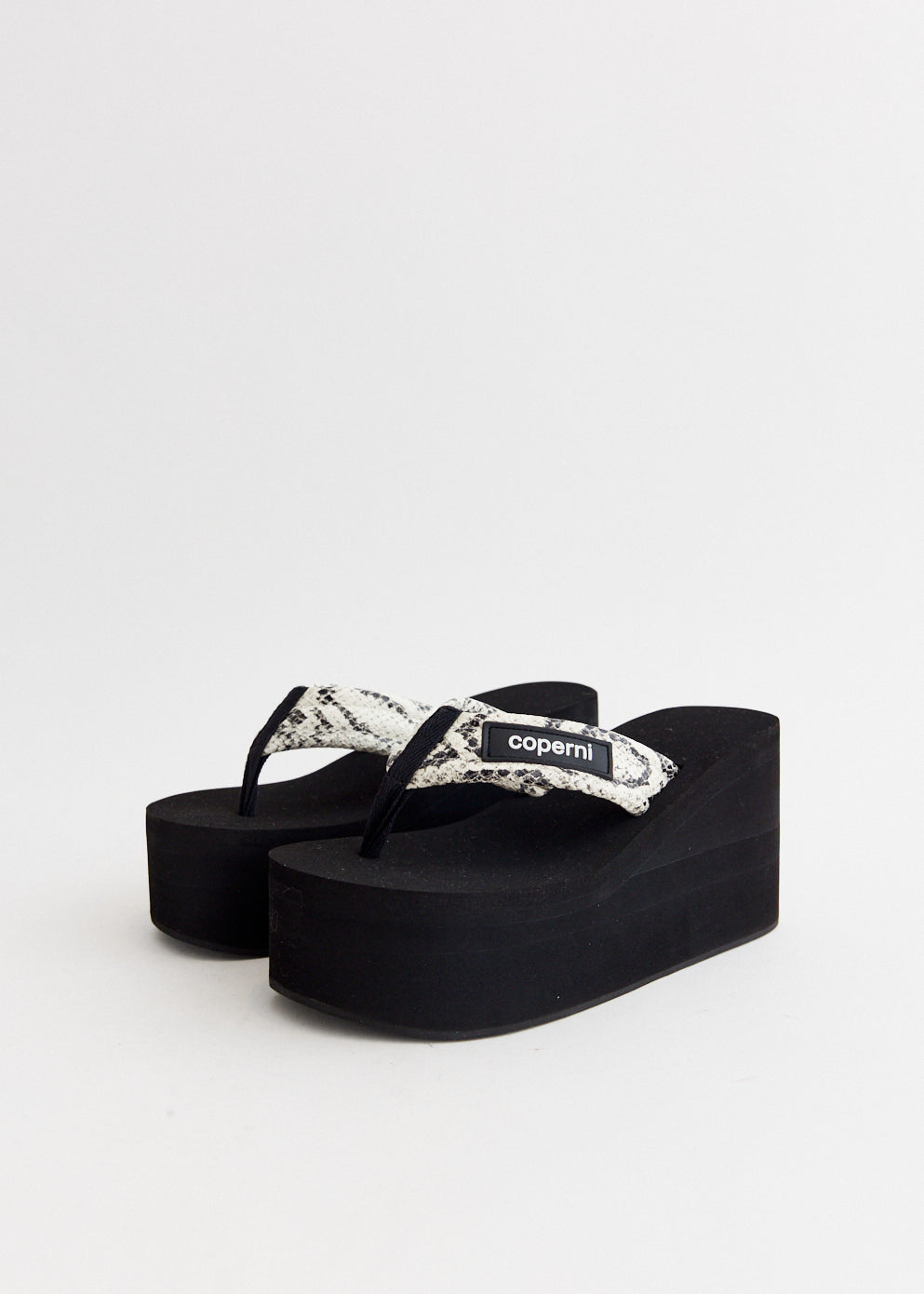 Snake Print Branded Wedge Sandals