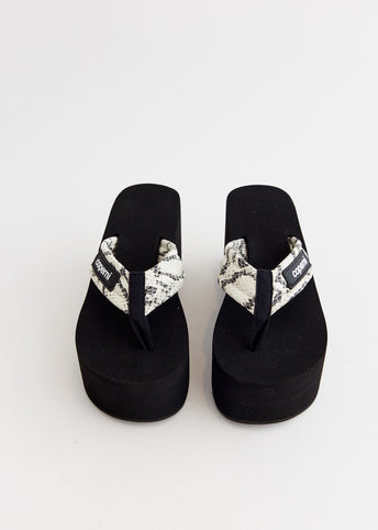 Snake Print Branded Wedge Sandals