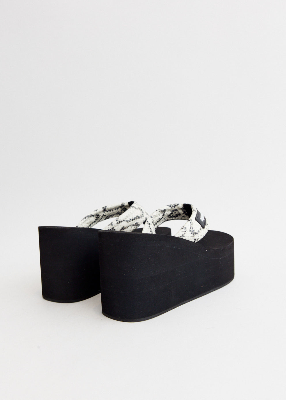 Snake Print Branded Wedge Sandals
