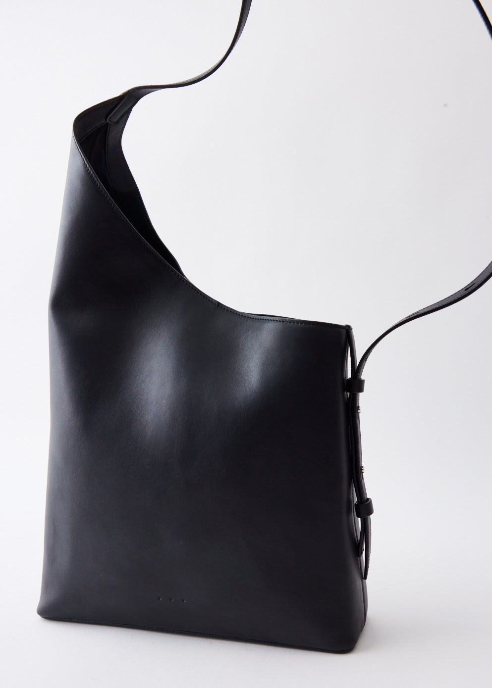 Black Leather Demi Lune Shopper - Assembly New York