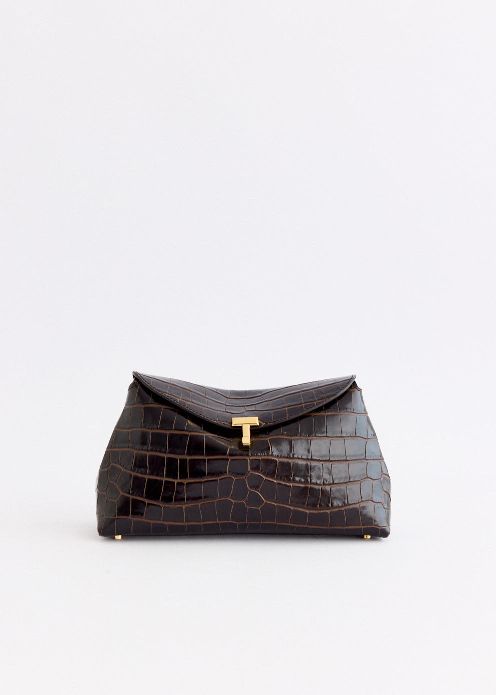 T-Lock Croco-Embossed Clutch