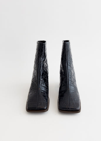 Moonogram Embossed Leather Block Boots