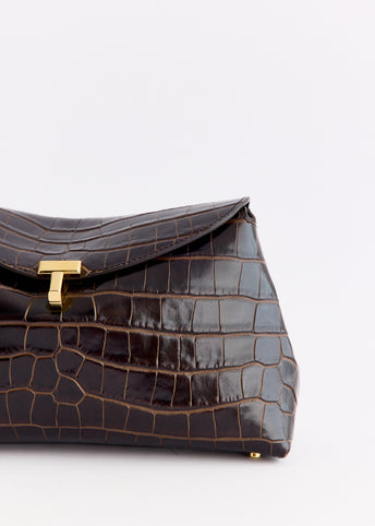 T-Lock Croco-Embossed Clutch