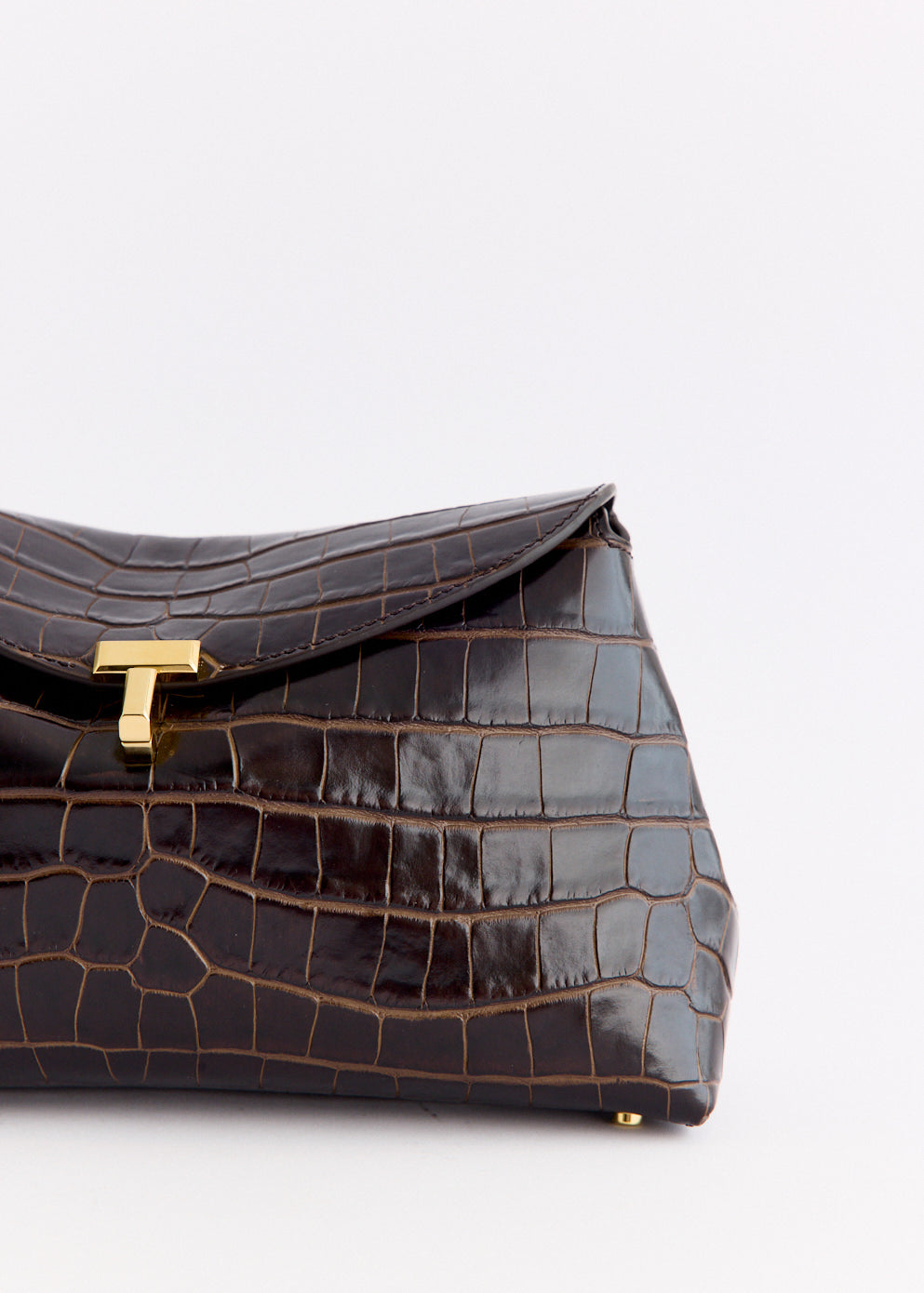 T-Lock Croco-Embossed Clutch