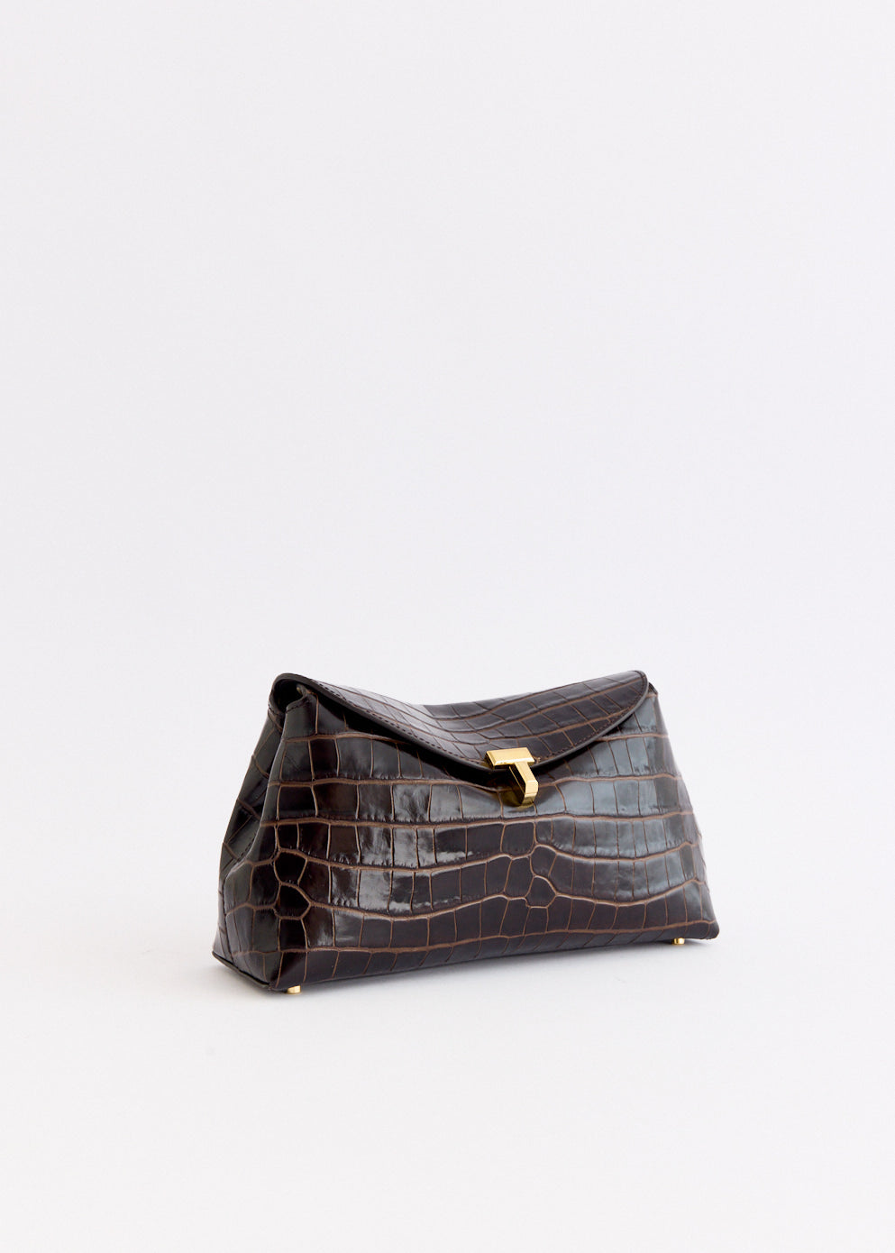 T-Lock Croco-Embossed Clutch