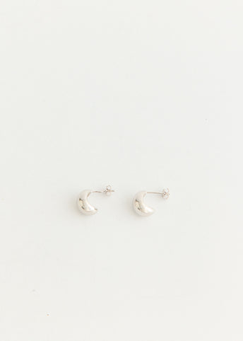 Silver Half Dome Hoop Earrings
