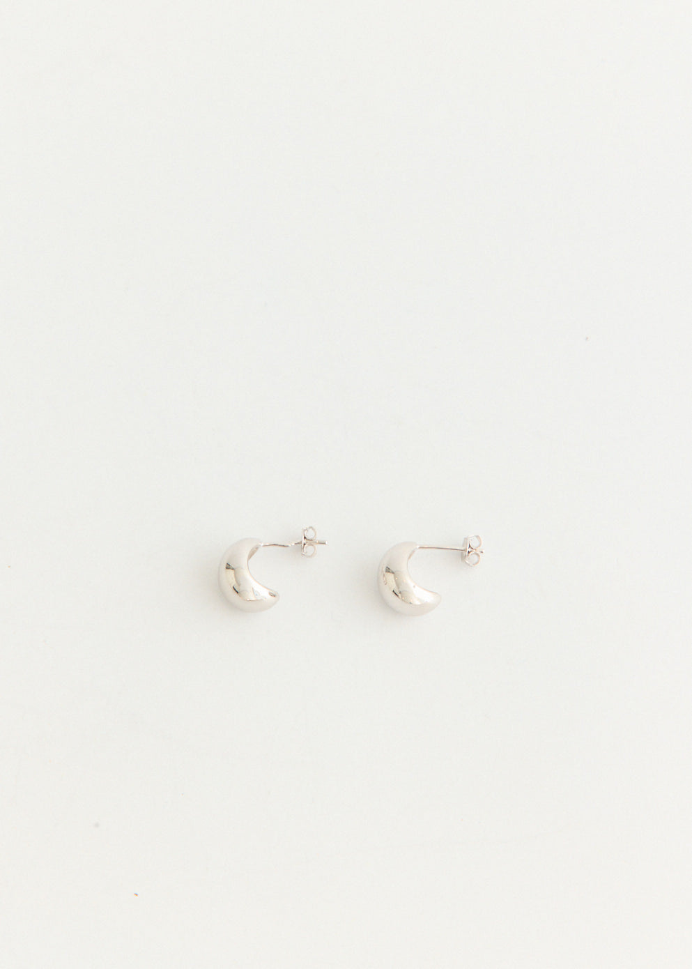 Silver Half Dome Hoop Earrings