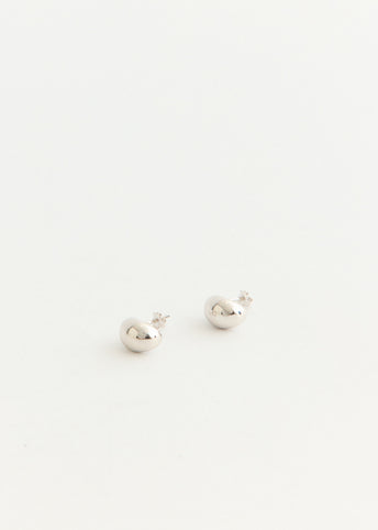 Silver Half Dome Hoop Earrings