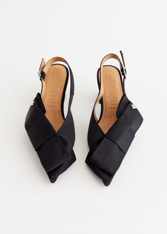 Big Bow Slingback Kitten Heel Pumps