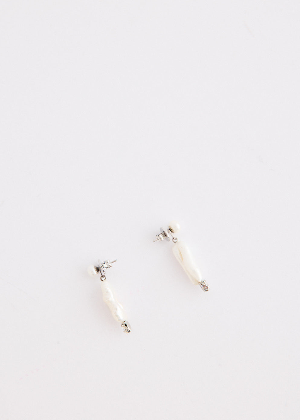 Baroque Pearl and Crystal Column Earrings