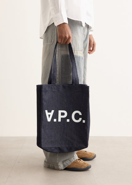 B06826T 新品 A.P.C. TOTE LAURE BLACK LOGO Laure Tote Bag | Denim | A.P.C.