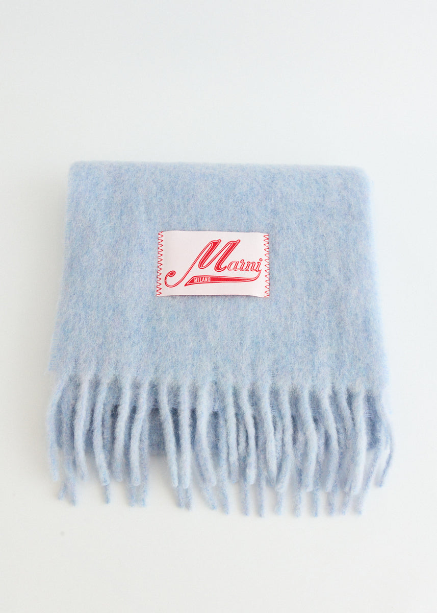 マフラー・ストール MARNI Brushed Alpaca Muffler Iris Blue SCMC0059Y0UTW91800B50 MARNI マルニ マフラー ストール フリンジ 大判 アルパカ ロゴ