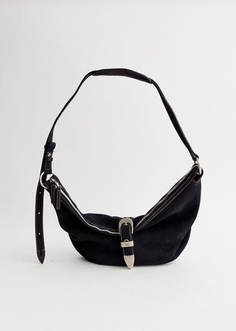 Belted Hobo Medium Black Nubuck