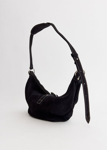 Belted Hobo Medium Black Nubuck
